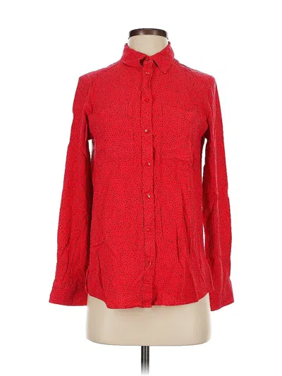 Pre-owned Express Long Sleeve Button Down Shirt In Red