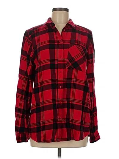 Pre-owned Express Long Sleeve Button Down Shirt In Red