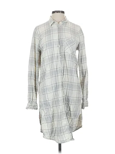 Pre-owned Express Long Sleeve Button Down Shirt In Silver