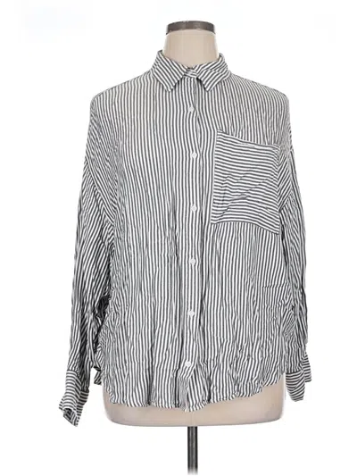 Pre-owned Express Long Sleeve Button Down Shirt In Silver