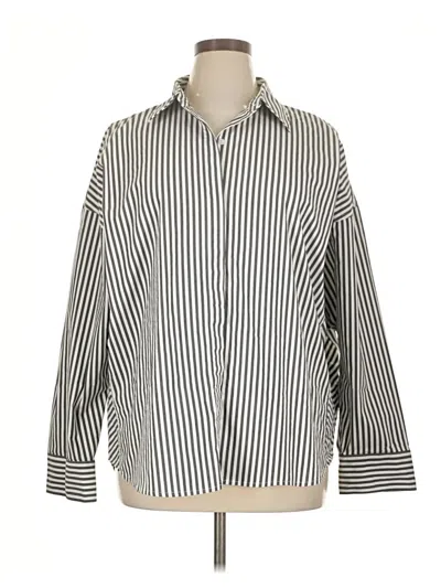 Pre-owned Express Long Sleeve Button Down Shirt In Silver