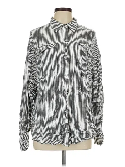 Pre-owned Express Long Sleeve Button Down Shirt In Silver
