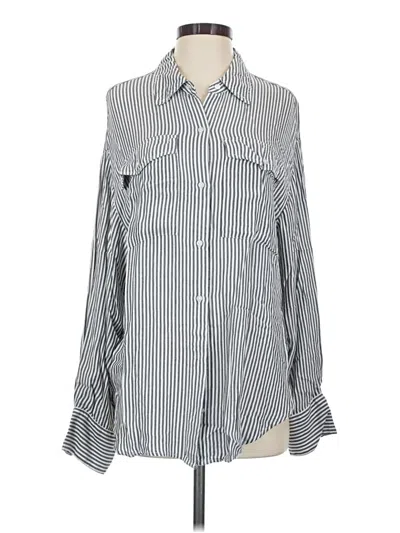 Pre-owned Express Long Sleeve Button Down Shirt In Silver