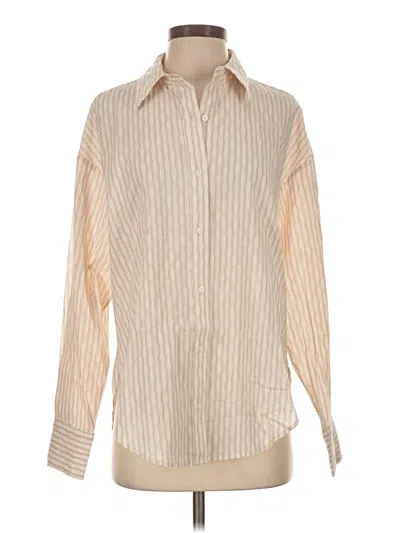 Pre-owned Express Long Sleeve Button Down Shirt In Tan