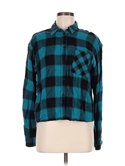 Pre-owned Express Long Sleeve Button Down Shirt In Teal