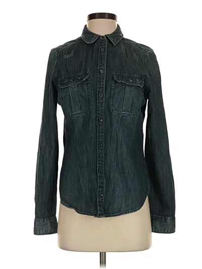 Pre-owned Express Long Sleeve Button Down Shirt In Teal