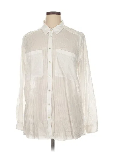 Pre-owned Express Long Sleeve Button Down Shirt In White
