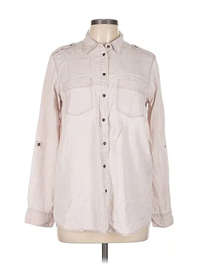 Pre-owned Express Long Sleeve Button Down Shirt In White