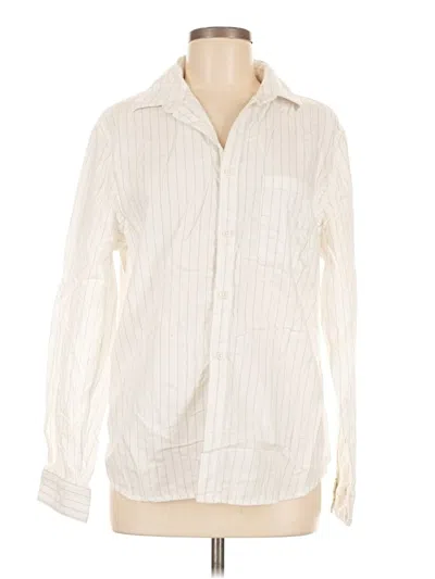 Pre-owned Express Long Sleeve Button Down Shirt In White