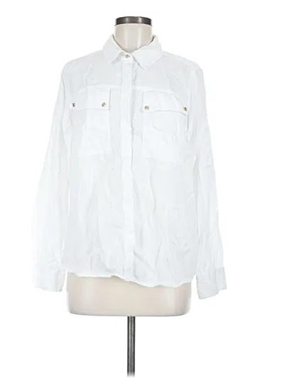 Pre-owned Express Long Sleeve Button Down Shirt In White