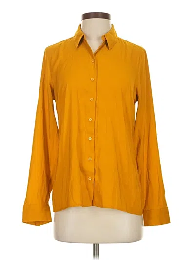 Pre-owned Express Long Sleeve Button Down Shirt In Yellow