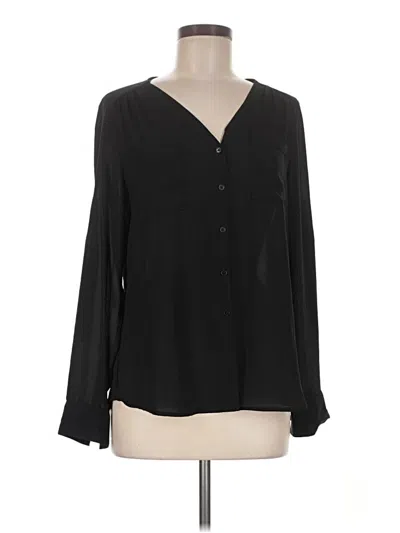 Pre-owned Express Long Sleeve Henley Shirt In Black