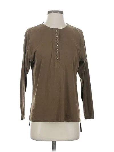 Pre-owned Express Long Sleeve Henley Shirt In Brown