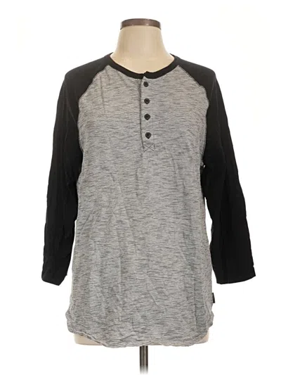 Pre-owned Express Long Sleeve Henley Shirt In Gray
