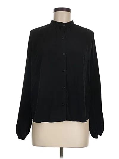 Pre-owned Express Long Sleeve Polo Shirt In Black
