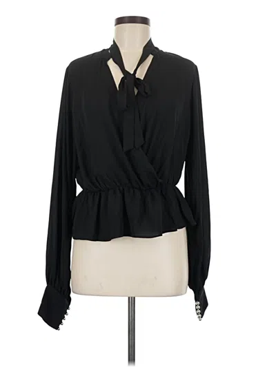 Pre-owned Express Long Sleeve Polo Shirt In Black