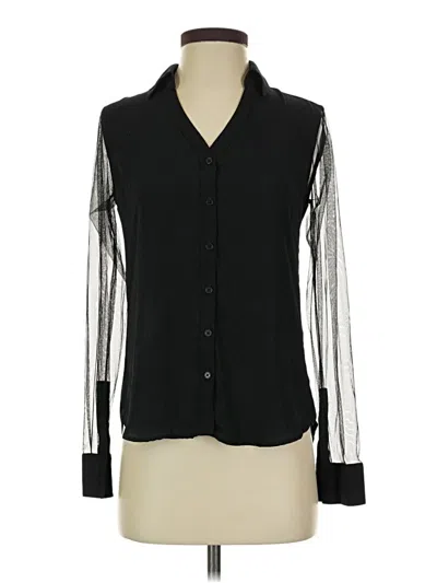 Pre-owned Express Long Sleeve Polo Shirt In Black
