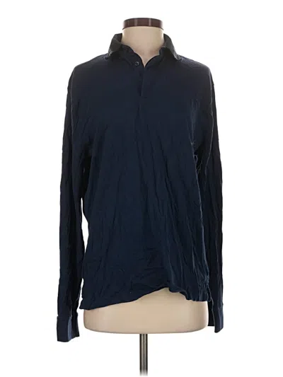 Pre-owned Express Long Sleeve Polo Shirt In Blue