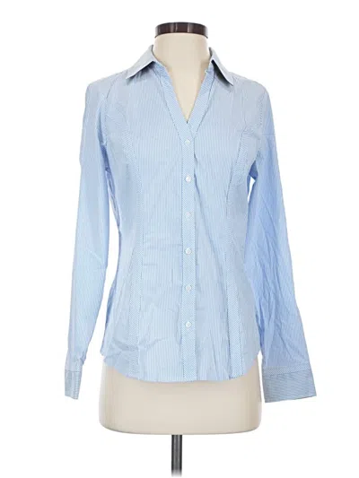 Pre-owned Express Long Sleeve Polo Shirt In Blue