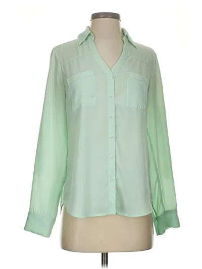 Pre-owned Express Long Sleeve Polo Shirt In Green