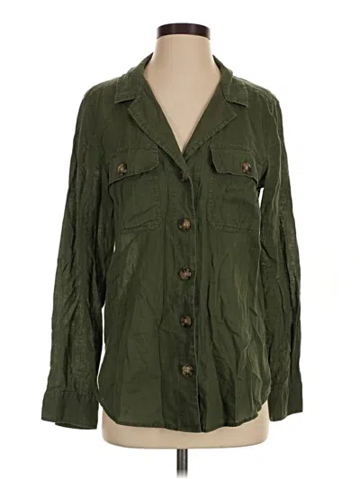 Pre-owned Express Long Sleeve Polo Shirt In Green