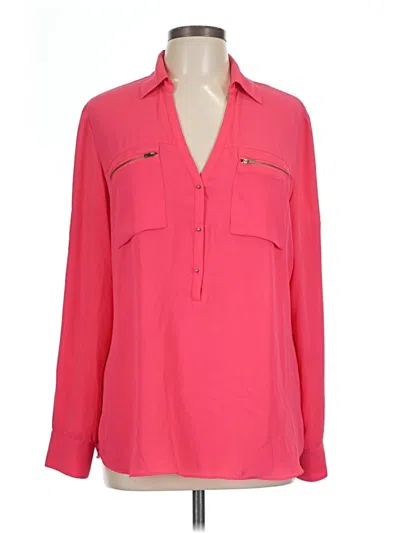 Pre-owned Express Long Sleeve Polo Shirt In Pink