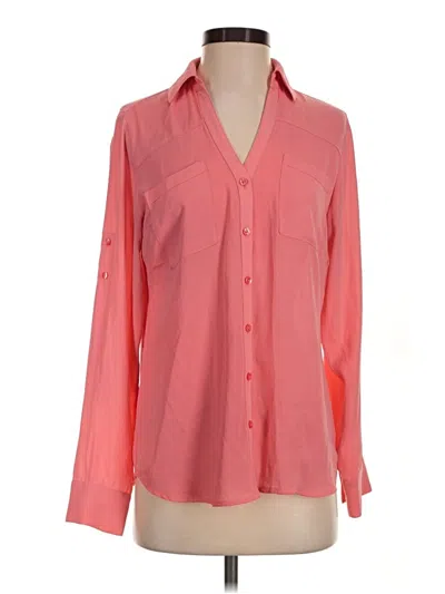 Pre-owned Express Long Sleeve Polo Shirt In Pink
