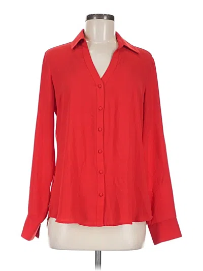 Pre-owned Express Long Sleeve Polo Shirt In Red