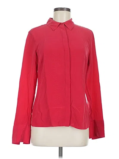 Pre-owned Express Long Sleeve Silk Top Red Tie Neck Tops