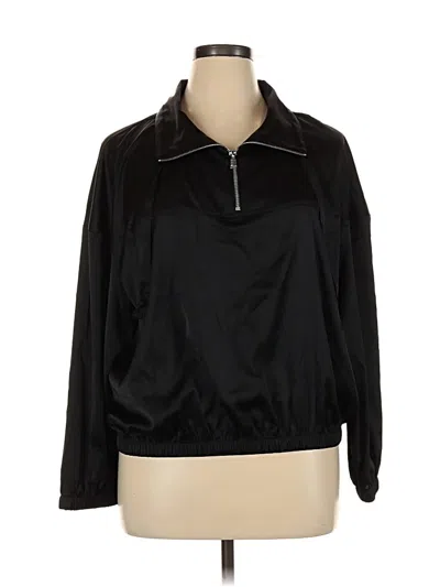 Express Long Sleeve Top Black Collared Neckline Tops