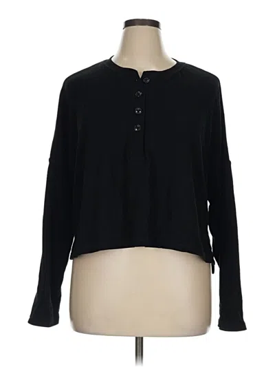 Pre-owned Express Long Sleeve Top Black Keyhole Neckline Tops