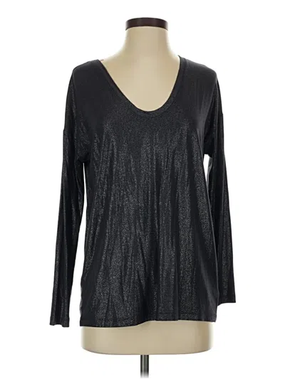 Pre-owned Express Long Sleeve Top Black Metallic Pattern V-neck Tops