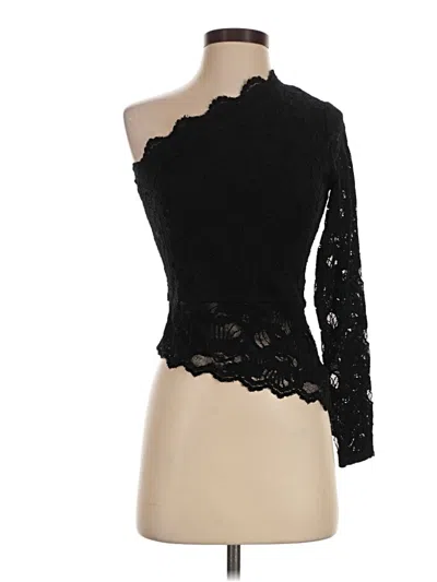 Express Long Sleeve Top Black One Shoulder Neckline Tops