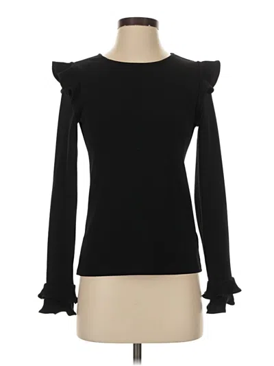 Pre-owned Express Long Sleeve Top Black Ruffles Neckline Tops