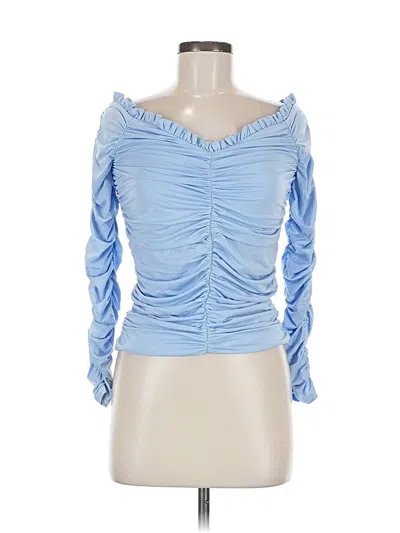 Express Long Sleeve Top Blue Sweetheart Neckline Tops
