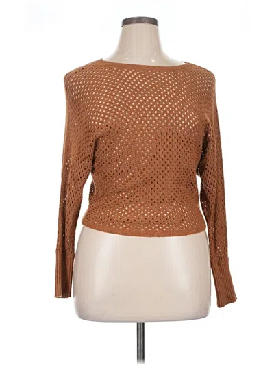 Pre-owned Express Long Sleeve Top Brown Boatneck Tops
