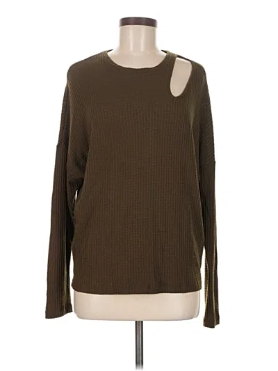 Pre-owned Express Long Sleeve Top Brown Crew Neck Tops
