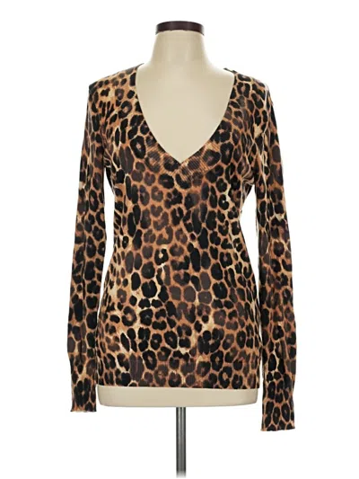 Pre-owned Express Long Sleeve Top Brown Plunge Neckline Tops