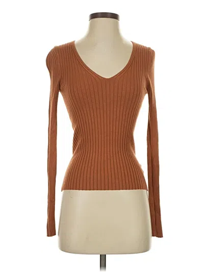 Pre-owned Express Long Sleeve Top Brown V Neck Tops