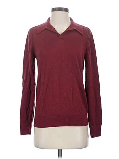 Pre-owned Express Long Sleeve Top Burgundy Collared Neckline Tops