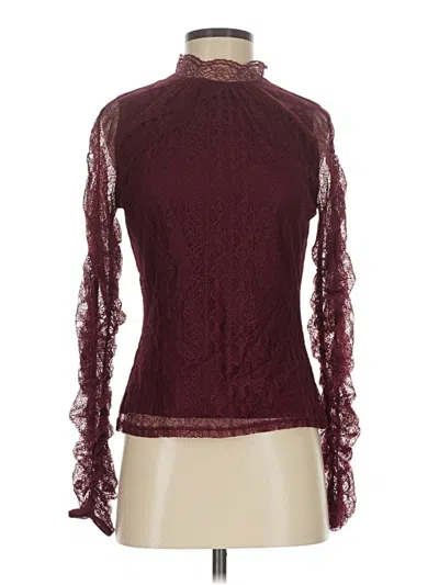 Pre-owned Express Long Sleeve Top Burgundy Mock Neckline Tops