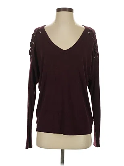 Pre-owned Express Long Sleeve Top Burgundy Sweetheart Neckline Tops