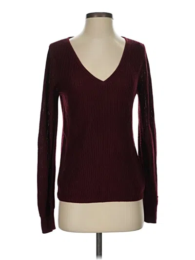 Pre-owned Express Long Sleeve Top Burgundy V Neck Tops