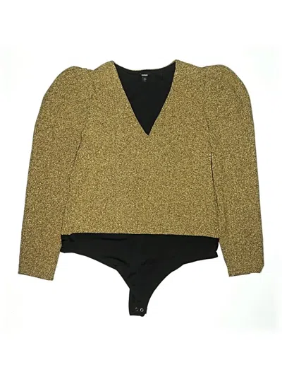 Pre-owned Express Long Sleeve Top Gold Plunge Neckline Tops