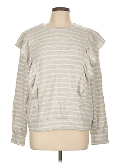Pre-owned Express Long Sleeve Top Gray Boatneck Tops