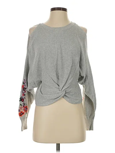 Pre-owned Express Long Sleeve Top Gray Cold Shoulder Neckline Tops