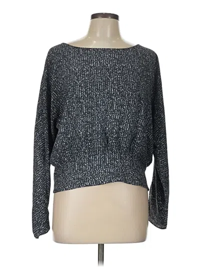 Pre-owned Express Long Sleeve Top Gray Houndstooth Pattern Boatneck Tops