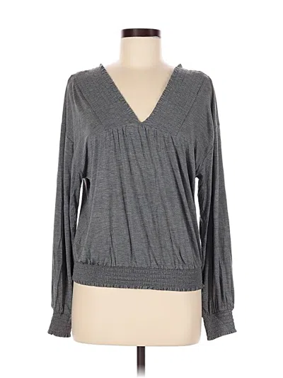 Pre-owned Express Long Sleeve Top Gray V Neck Tops