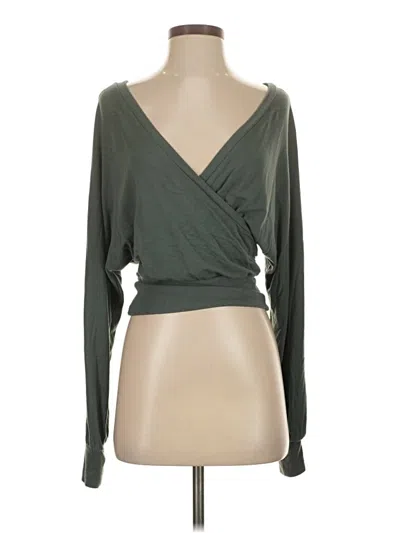 Pre-owned Express Long Sleeve Top Green Plunge Neckline Tops