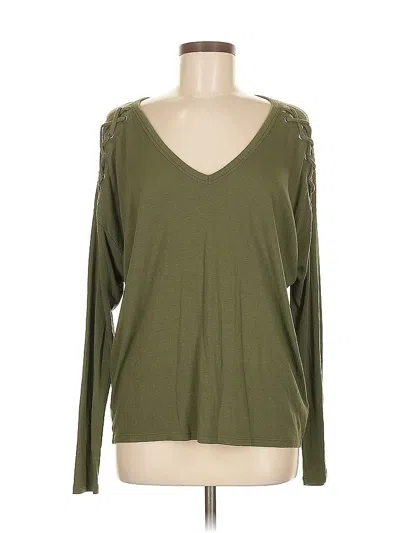 Pre-owned Express Long Sleeve Top Green V Neck Tops
